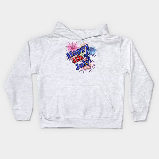 Happy 4th of July! Fireworks Graphic Design Kids Hoodie by AdrianaHolmesArt